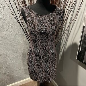 🌺VINTAGE OLIVIA MATHEWS BLACK AND GOLD COCKTAIL DRESS SIZE SMALL🌺